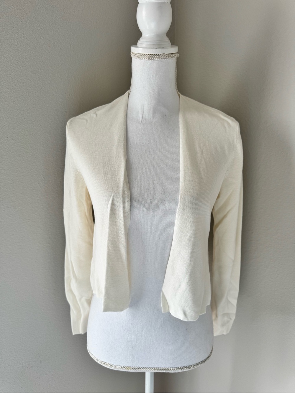 J. Jill Womenโs Ivory Open Front Knit Lightweight Cardigan Sweater Size XS NWT
